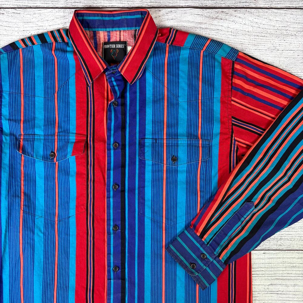 Vintage 1990s Frontier Series Western Multicolor Button Up Long Sleeve Shirt
